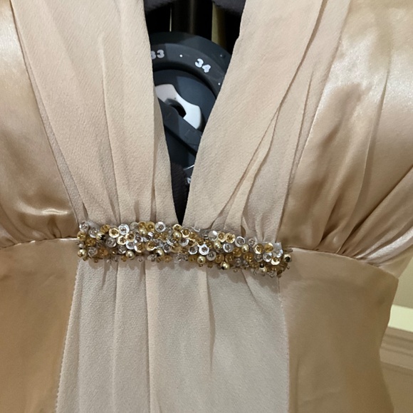 White House Black Market Golden silk halter dress. Size 2 - Picture 3 of 7